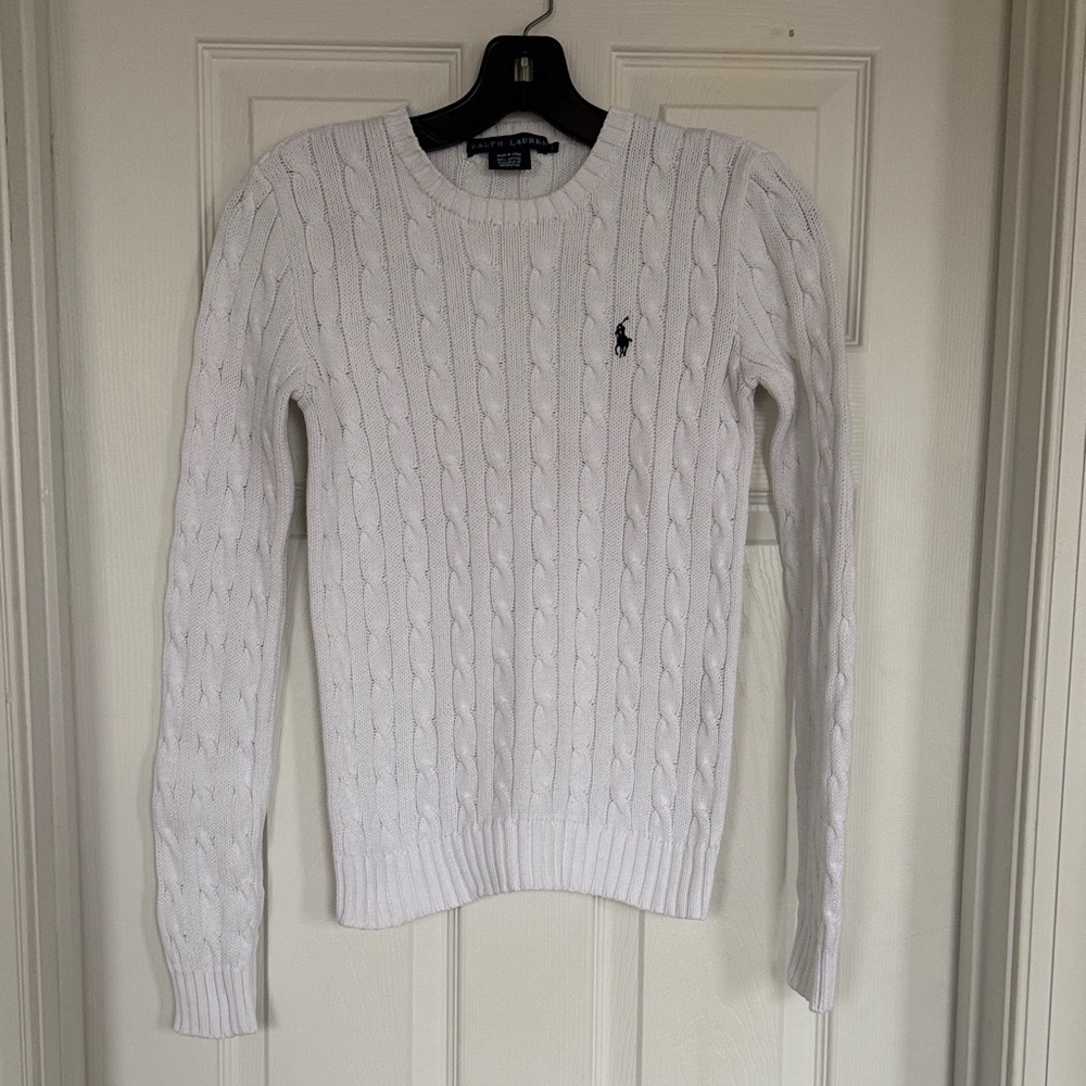 Ralph Lauren White Cable Knit Sweater